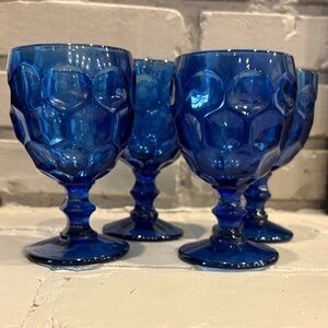 Set of 4 VTG Provincial Dark Blue Water Goblet by Imperial Glass 5-5/8”x 3-1/4”